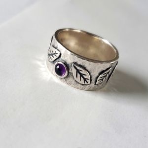 Silpada sterling silver amethyst leaf ring